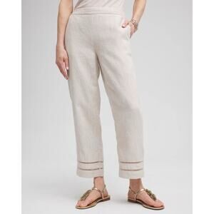 Chico’s Women’s Linen Ladder Trim Cropped Pants Size 1.5, 10